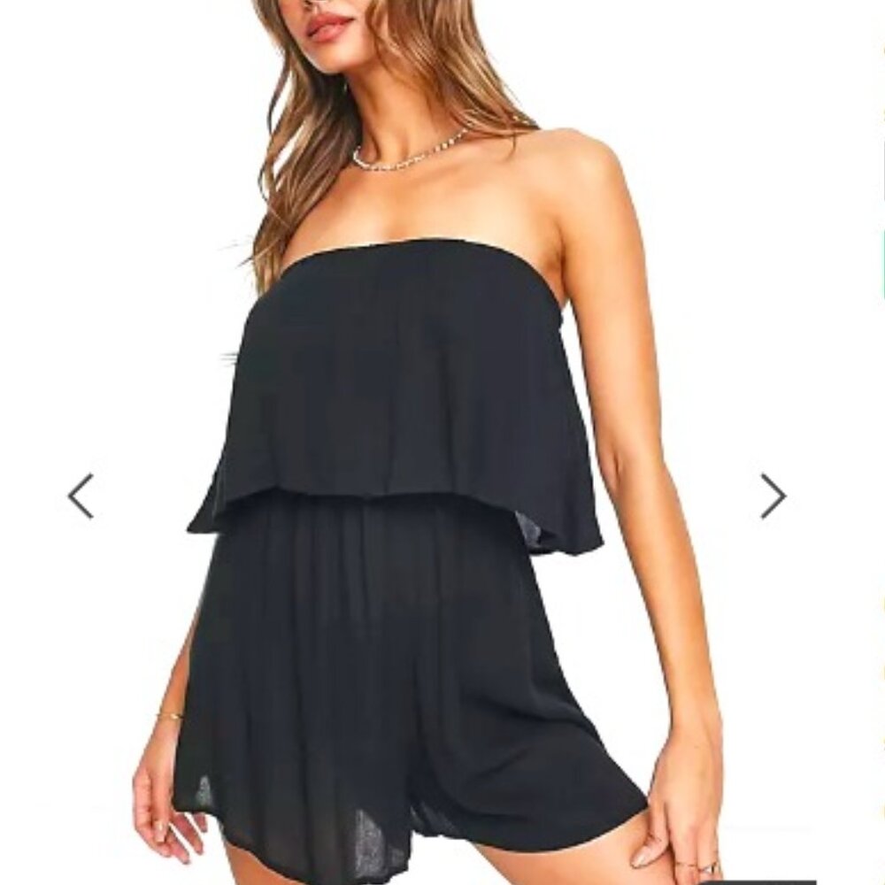 NWT ASOS Black Strapless Bandeau Boho Romper Size Small/ US 4